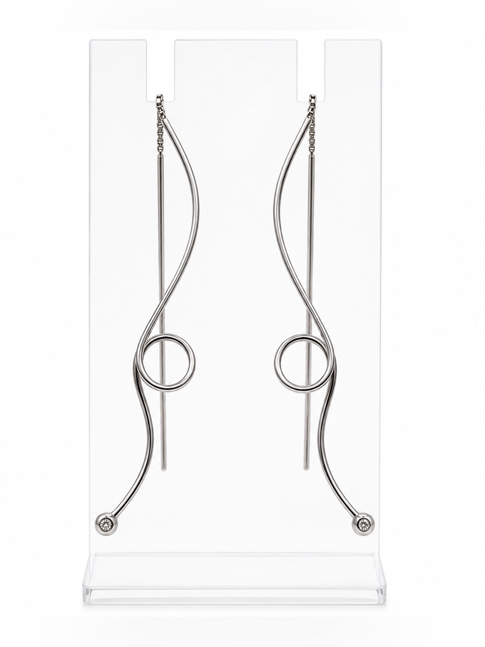 Sterling Silver Squiggly Threader Dangle Earrings